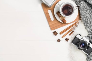 Kupa çay beyaz arka plan en iyi görünüm, kopya alanı ile