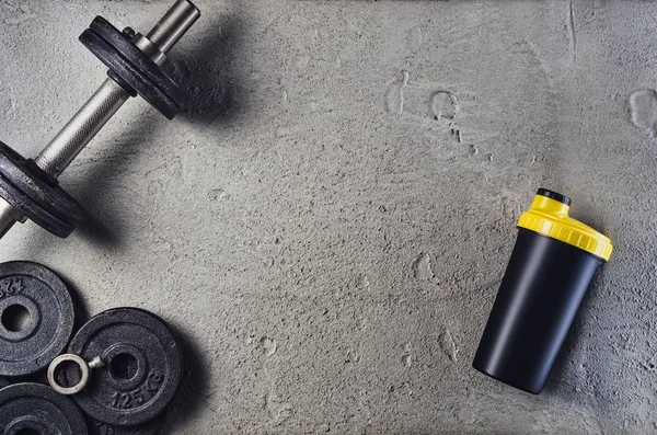 Fitness veya vücut geliştirme arka plan. Spor salonu zemin, halter ana sayfa görünümü