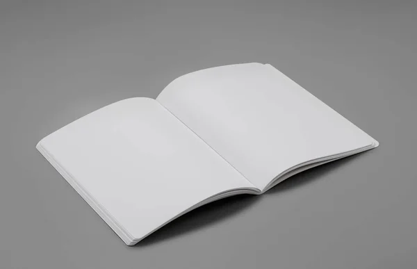 Zeitschriftenattrappen, Buch oder Katalog auf grauem Tischhintergrund. — Stockfoto