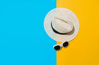 Yaz grafik Beach punchy pastel arka plan üzerinde Üstten Görünüm