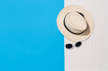 Yaz grafik Beach punchy pastel arka plan üzerinde Üstten Görünüm