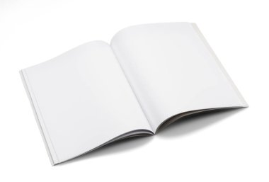Mock-up dergi, kitap veya katalog beyaz masa arka plan üzerinde.