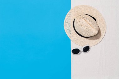 Yaz grafik Beach punchy pastel arka plan üzerinde Üstten Görünüm