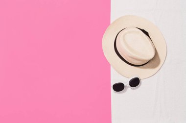 Yaz grafik Beach punchy pastel arka plan üzerinde Üstten Görünüm