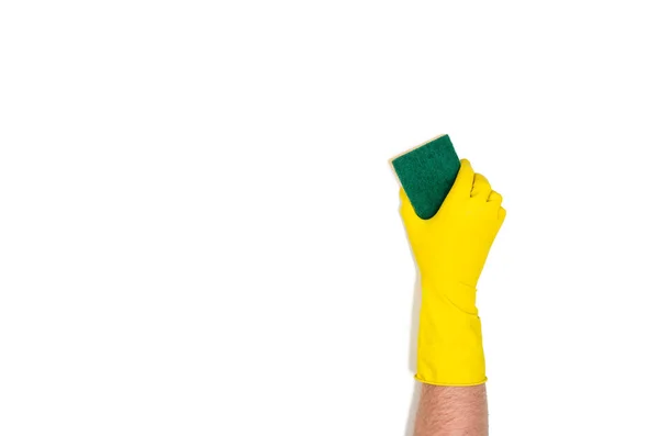 Απομονωμένο το χέρι τον καθαρισμό σε λευκό φόντο, το top view — Φωτογραφία Αρχείου