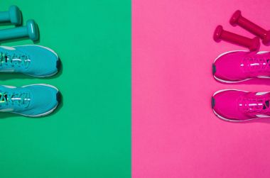 Sorunsuz geçmiş, üstten görünüm sahte Fitness aksesuarlar