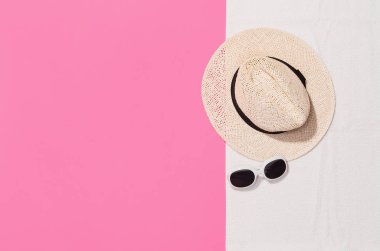 Yaz grafik Beach punchy pastel arka plan üzerinde Üstten Görünüm