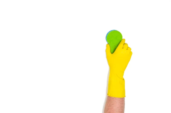 Isolated hand cleaning against a white background, top view — Stock Photo, Image