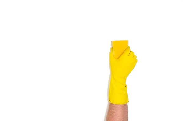 Isolated hand cleaning against a white background, top view — Stock Photo, Image