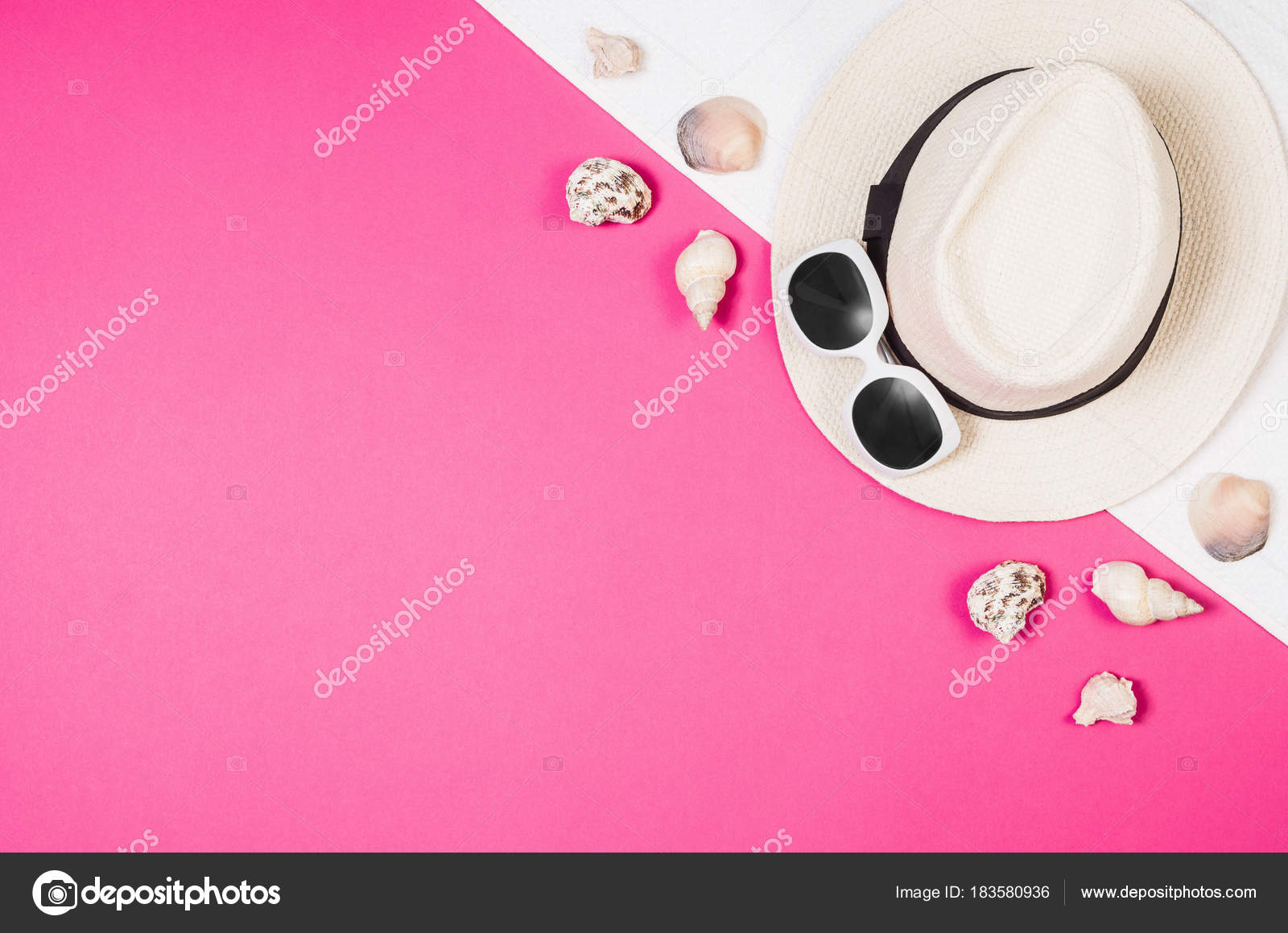 Flat lay photo of womans accessories flat lay, colorful background