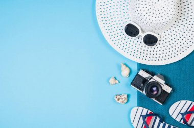 Üstten Görünüm kumlu plaj kavramı. Kopya alanı ile grafik arka plan