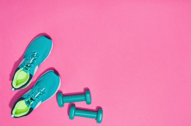 Sorunsuz geçmiş, üstten görünüm sahte Fitness aksesuarlar