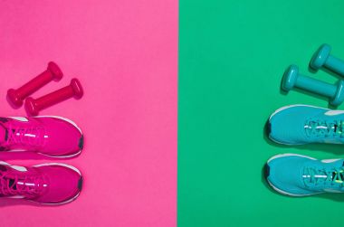 Sorunsuz geçmiş, üstten görünüm sahte Fitness aksesuarlar