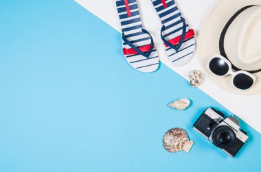 Üstten Görünüm kumlu plaj kavramı. Kopya alanı ile grafik arka plan