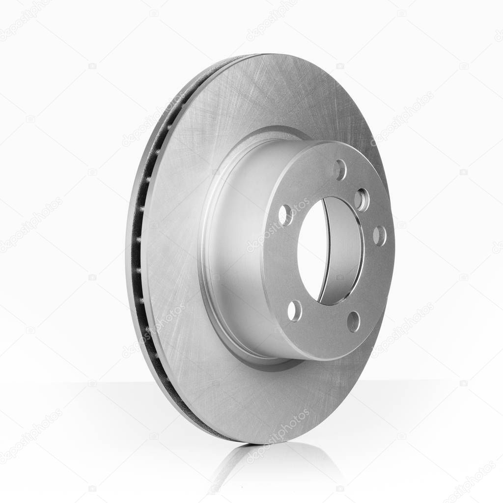 Car or automotive brake disc on white background
