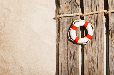 Kumlu plaj arka plan üst görünümü. Kopyalama alanı ile kum dokusu