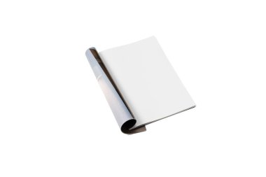 Model dergi, gazete veya katalog beyaz arkaplanda izole edildi.