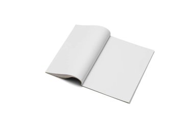 Model dergi, gazete veya katalog beyaz arkaplanda izole edildi.