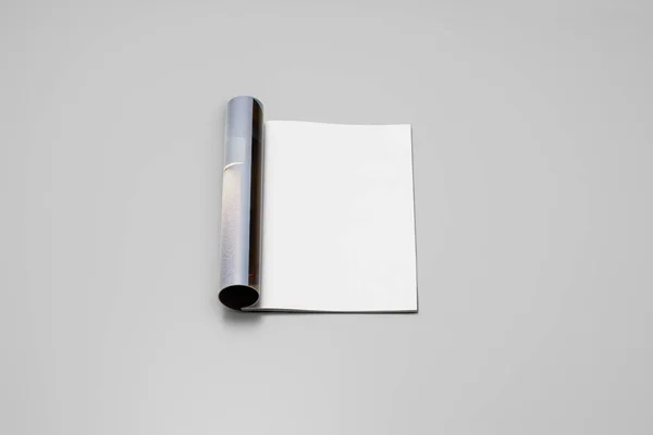 Blank White Paper Rolls Mockup Isolated On Gray Background Stock