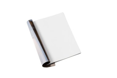 Model dergi, gazete veya katalog beyaz arkaplanda izole edildi.