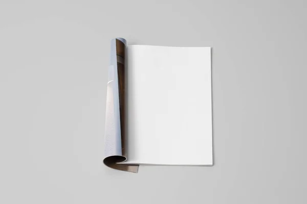 Mock Up Magazine Newspaper Or Catalog On Gray Background Blank Page Or Notepad On Paper Backdrop Blank Page For Mockups Or Simulations Larastock