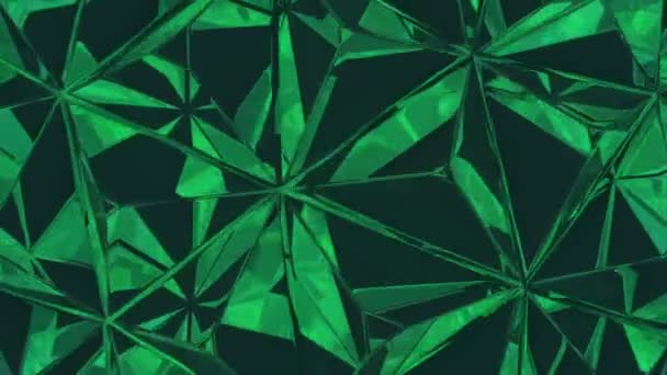 3D trojúhelníky zelené sklo — Stock video