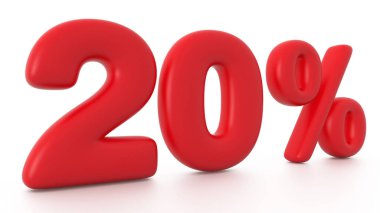 Kırmızı kabarcık metin yüzde 20