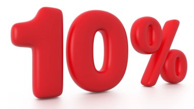 Kırmızı kabarcık metin yüzde 10