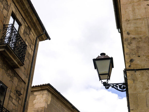 Street light on monuments of Salamanca, Spain