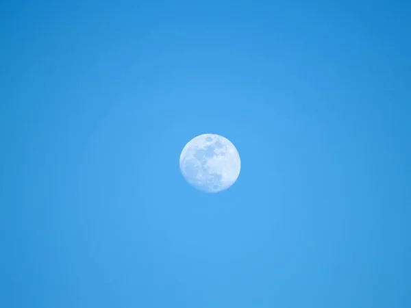 La luna en el cuarto cuarto sobre el cielo azul — Foto de Stock