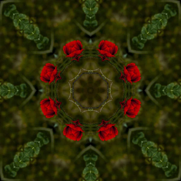 Virágmintás Kaleidoszkópja Absztrakt Háttér — Stock Fotó