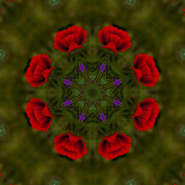 万華鏡の花柄の抽象的な背景 — ストック写真