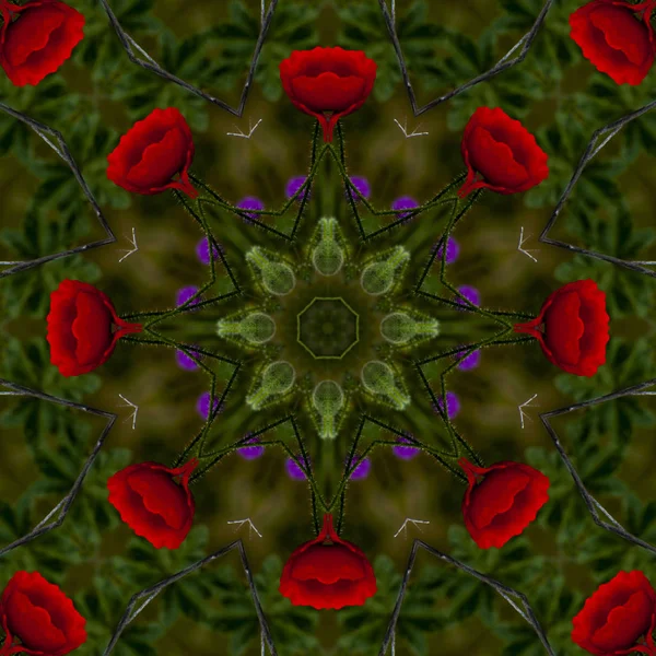 万華鏡の花柄の抽象的な背景 — ストック写真