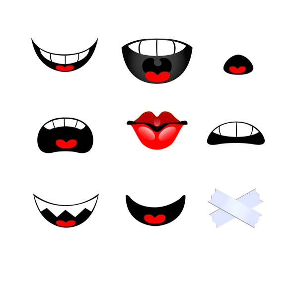 Set of smiling mouth — Stockvector