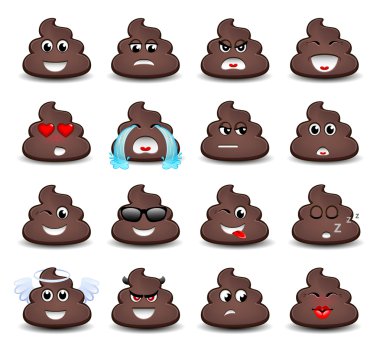 A set of emoticons. Piece of shit.  clipart