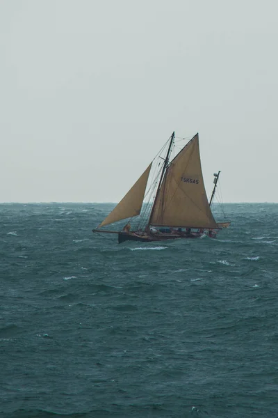 A yacht sailing  on the English Channel - old yawl Stock Image