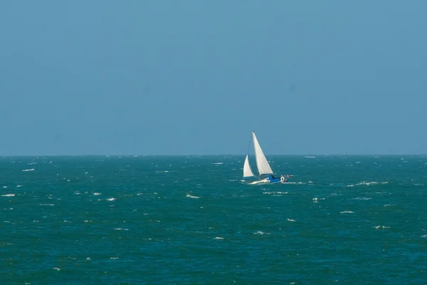 A yacht sailing  on the English Channel Royalty Free Stock Images