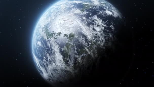 Voar Para Longe Exoplaneta Planeta Alienígena Com Oceanos — Vídeo de Stock