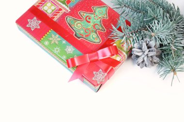 Bir hediye ile Noel kartı için arka plan