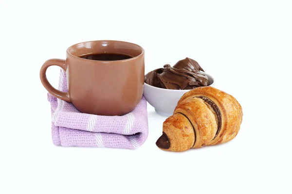Croissants and coffee for breakfast — Stock Photo, Image
