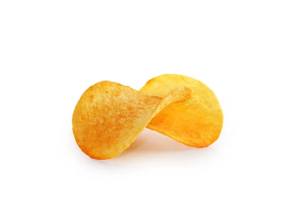 Verspreide chips op witte achtergrond — Stockfoto