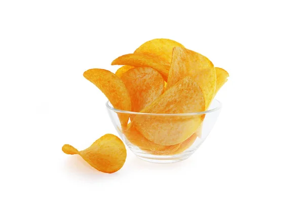 Verspreide chips op witte achtergrond — Stockfoto