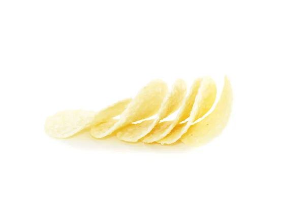 Verstreute Chips auf weißem Hintergrund — Stockfoto