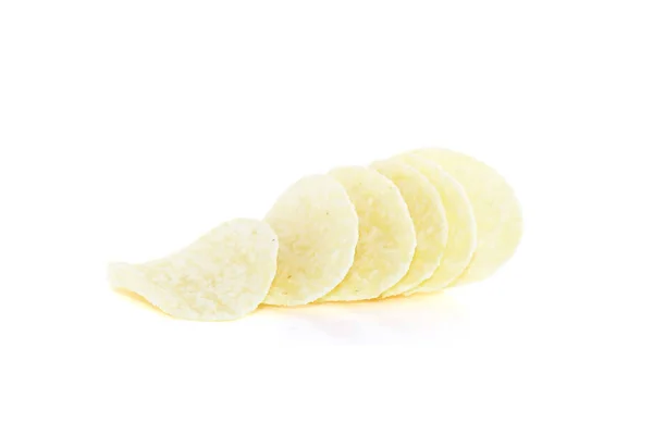 Verspreide chips op witte achtergrond — Stockfoto