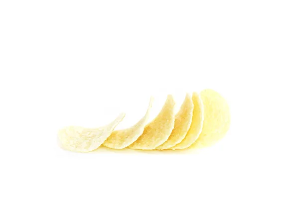 Verstreute Chips auf weißem Hintergrund — Stockfoto