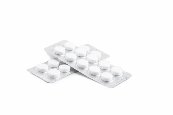 Tabletter Förpackning Isolerad Vit Bakgrund — Stockfoto