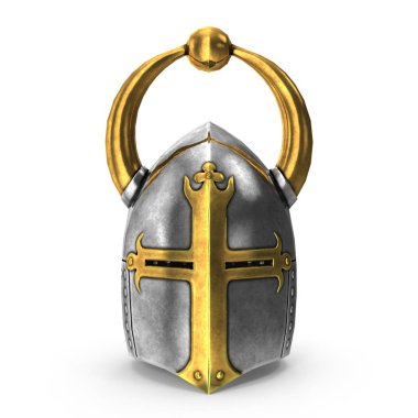 Ortaçağ kask 3D render.