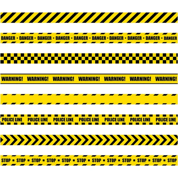 Ligne d'alerte de la police. Ruban de construction de barricade jaune et noire sur fond blanc. Illustration vectorielle. SPE 10 — Image vectorielle