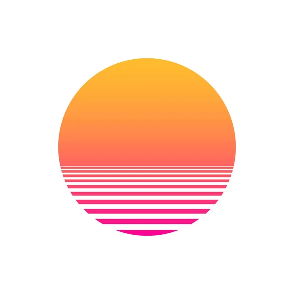 Beyaz arka planda izole günbatımı gradyanı. Güneşin 80 'ler ve 90' lar tarzında vektör çizimi. Eps 10