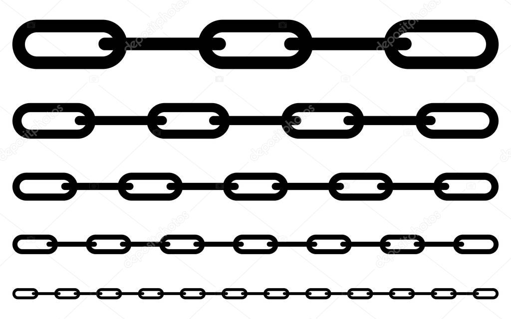 A set of chains of different sizes. Vector illustration. EPS 10